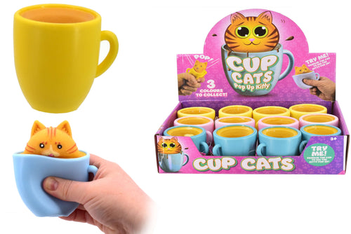 Children's Cup Cat Pop Up Kitty Squishy Toy - 3 Colours to Collect