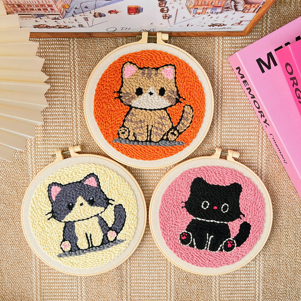 Punch Needle Embroidery Starter Kit -Cats