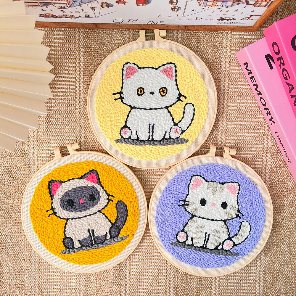 Punch Needle Embroidery Starter Kit -Cats