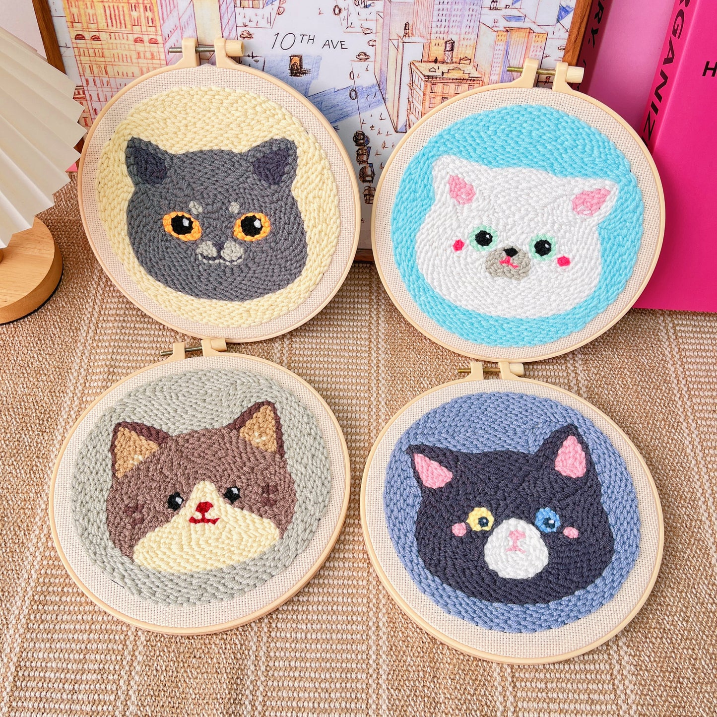 Punch Needle Embroidery Starter Kit -Cats