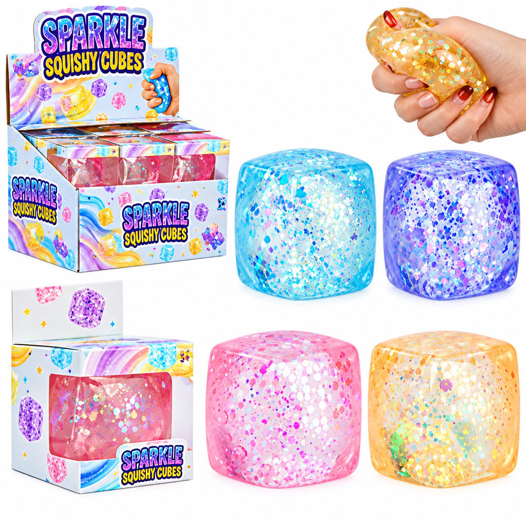 Squishy glitter cube